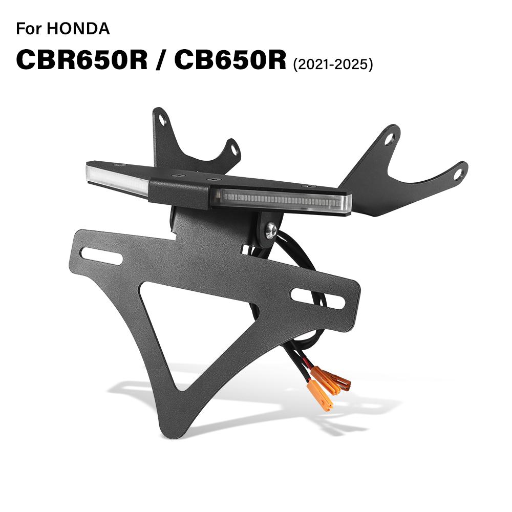 

For Honda CBR650R CB650R 2021-2025 Moto License plate frame turn signal integrated license plate holder Motorcycle Accessories чёрный