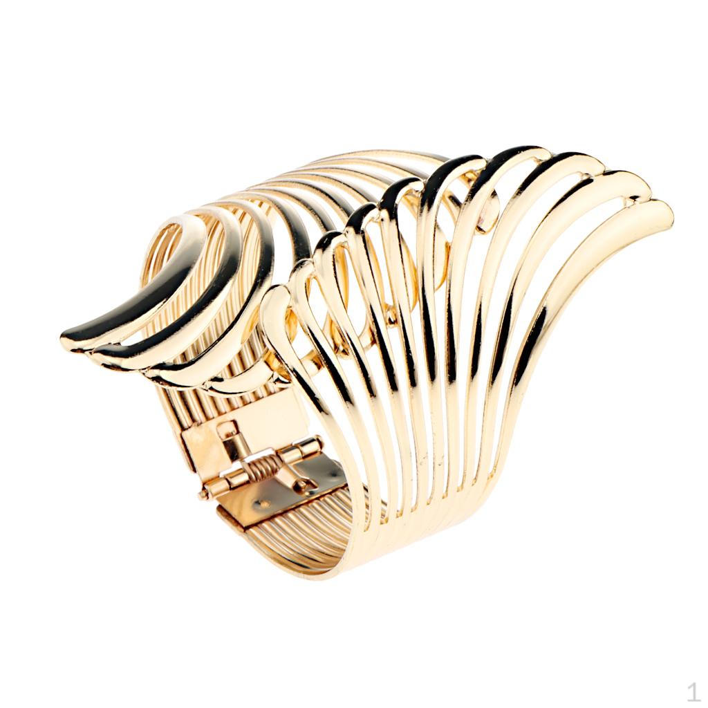 

Широкий панк открытый манжет Деликатные регулируемые браслеты Открывающийся браслет Золотой