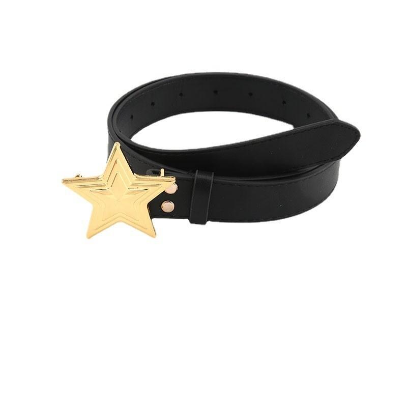 Black Fashionable Starry Compass Design Alloy Belt For Women In Summer