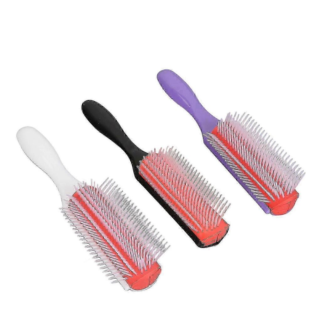 3Pcs 9 Row Hair Brush Scalp Massage Removable Detangling Styling Hair Brush Comb for Home Hair Salon