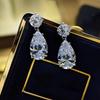 Huitan Fashionable Pear Cubic Zirconia Drop Earrings for Women Luxury Trendy New Dangle Earrings Wedding Party Statement Jewelry