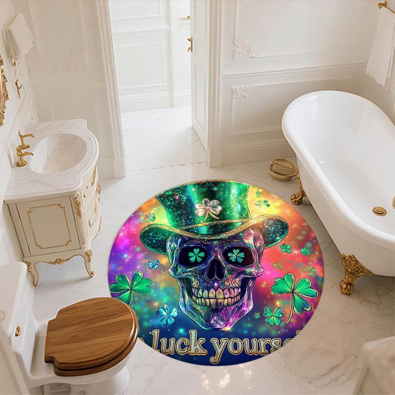Colorful Skull,Round Area Rug,Carpet Rug for Living Room Bedroom Sofa Playroom Decor,Non-slip Floor Mat