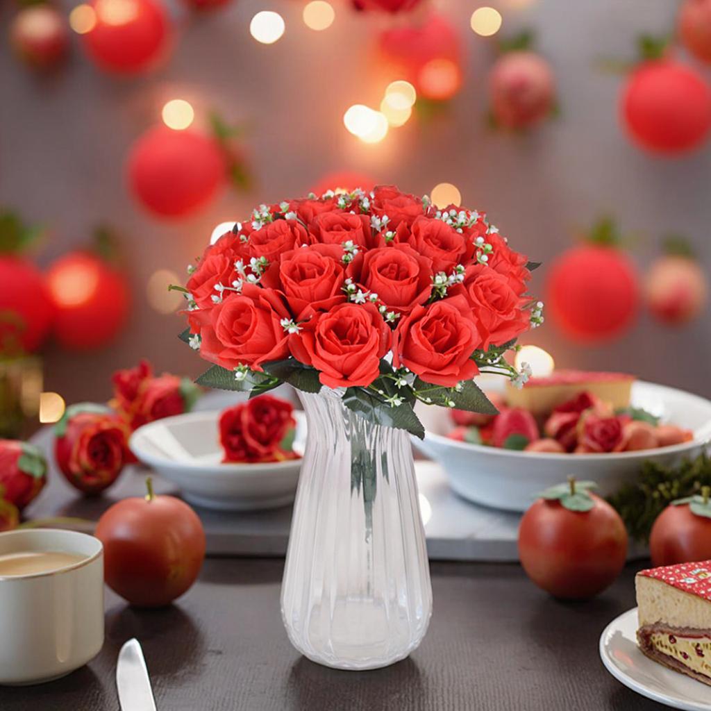 Bestseller 18-teiliges handgefertigtes weiches Seiden-Künstrosen-Bouquet Moderne langlebige Hochzeits-Heimdekoration Valentinstag Fabrik
