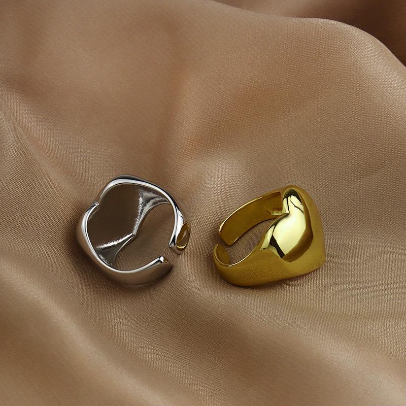 BF CLUB Silver Color Rings for Women Fashion Geometric Handmade Irregular Gold Heart Ring Party Christmas Gift