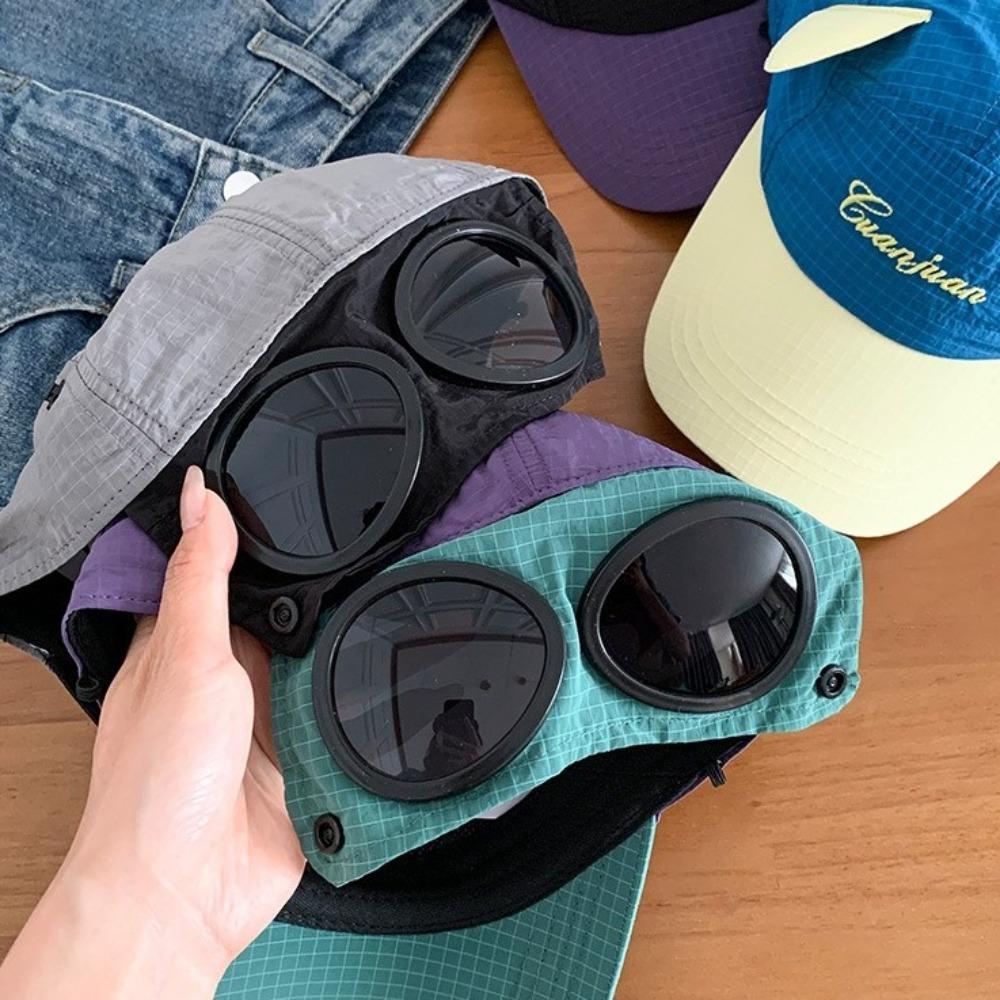 Reverse Wear Sunglasses Pilot Hat Cat Ears Sunshade Hat Unisex Cute Baseball Hat Summer