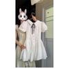 Small white dress A-word fluffy dress dress summer new sweet and spicy beautiful girl college style first love casual temperament woman