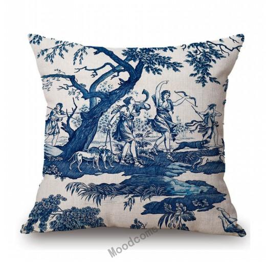 

Французский Туаль Де Жуи Делфт Синий Фламинго Птица Тигр Королевский Суд Узор Элегантный Декоративный Чехол Для Дивана Наволочка Чехол 450mm*450mm