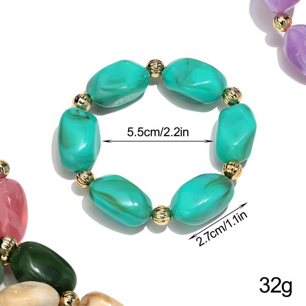 Boho Resin Irregular Beaded Bracelet for Women Men New Trendy Multicolor Acrylic Geometric Strechy Bracelets Jewelry Gifts