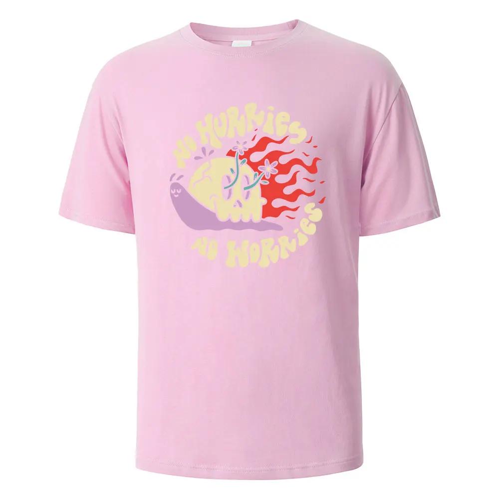 Printed T-shirts For Men No Hurries No Worriew 100% Cotton Summer Breathable Comfortable Tops Short-Sleeved O-neck Men Clothing