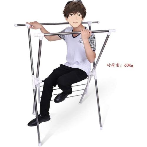 WGWGJM Extendable Clothes Drying Rack for Indoor and Outdoor Use, Balcony Use, Heavy-Duty Capacity (60kg), Stainless Steel, Rust-Resistant, X-Shaped,