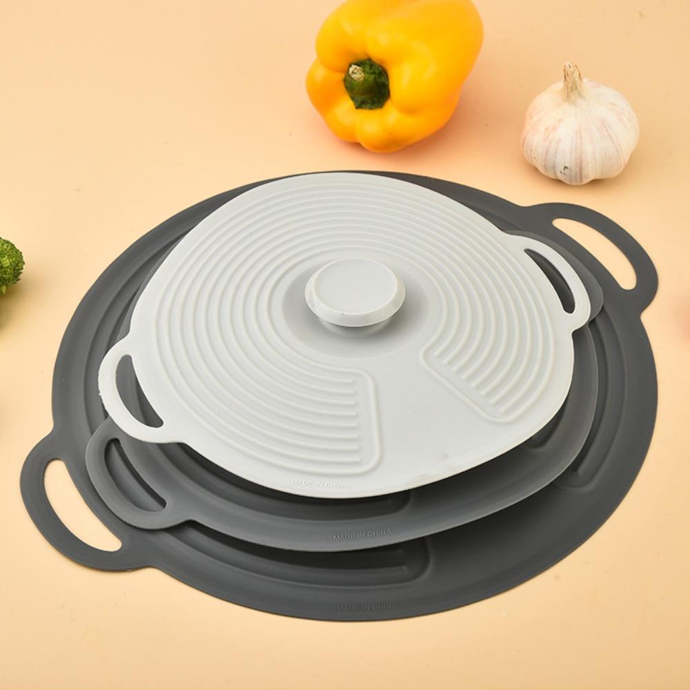 Heat-resistant Silicone Lid Anti Splatter Dust-proof Microwave Splash Lid with Handle Sealed Pot Cover Food Preservation