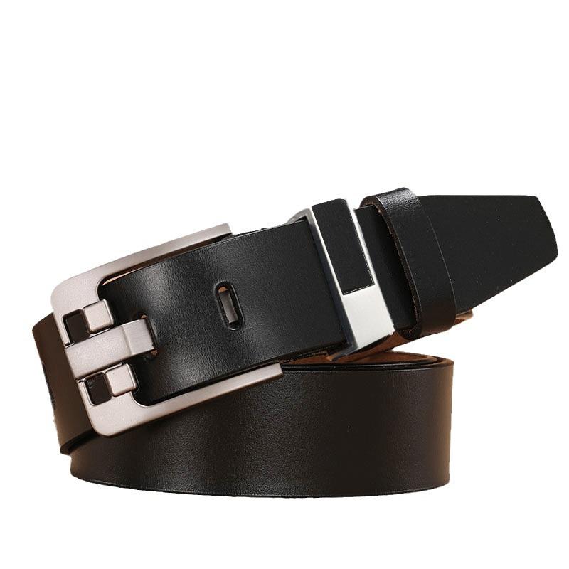 Men's Genuine Leather Casual Belt with Pin Buckle - Full Cowhide Waistband