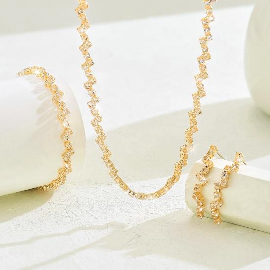 Yousheng 3 Pcs/Set Women Jewelry Set Rhinestone Choker Hanging Earrings Bracelet Set with Extension Chain Prom Party Bride Wedding Jewelry