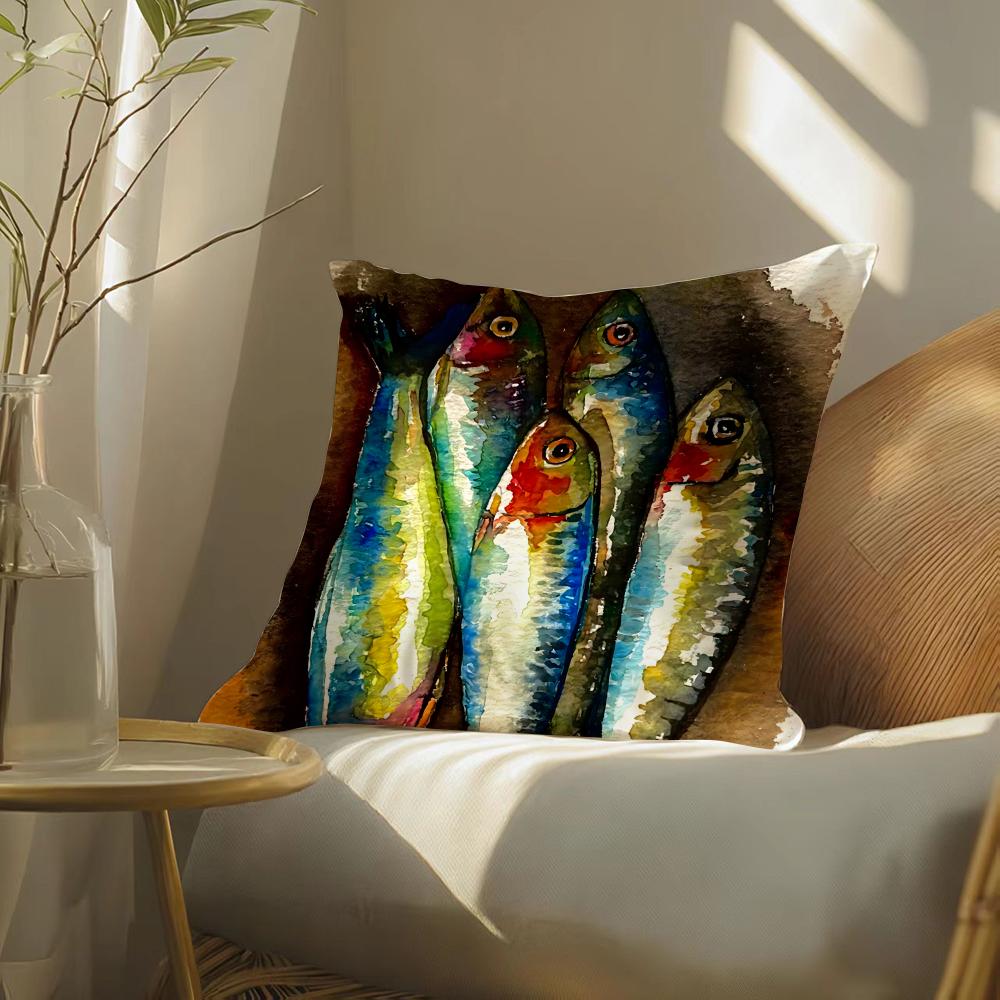 

Colorful Sardine Lobster Pillow Case Pattern Printed Pillowcase for Living Room Sofa Cushion Cover Bedroom Decor 30x30 cm