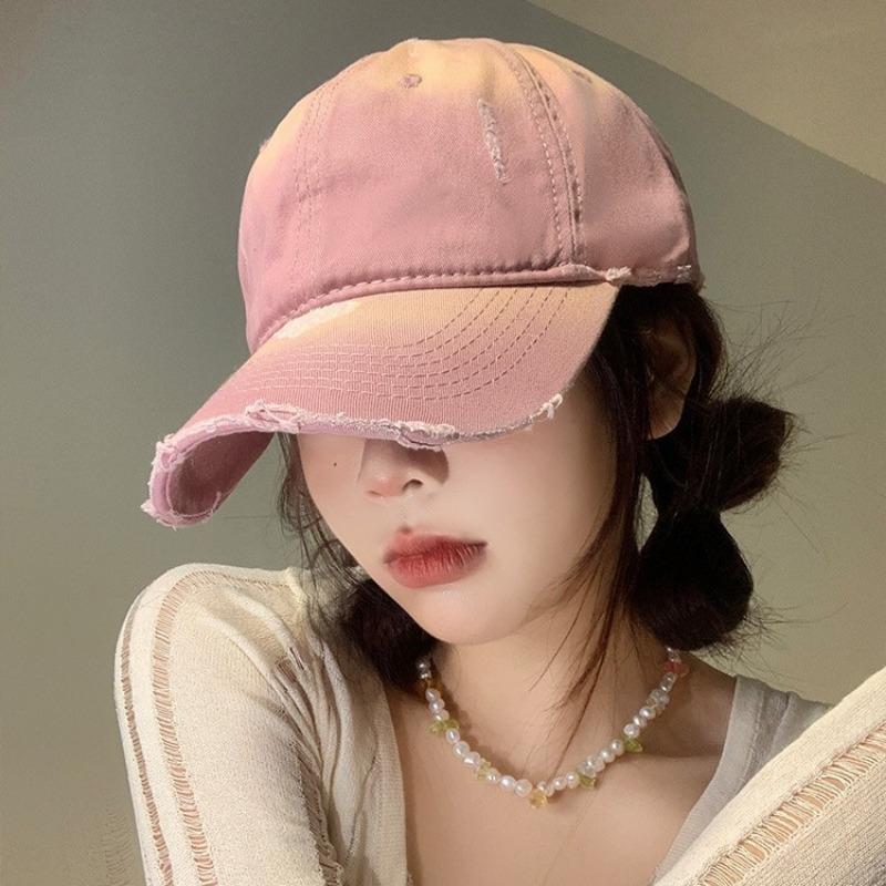 Retro ripped baseball cap female casual denim wide brim hat male soft top old peaked cap trendy brand sunshade versatile