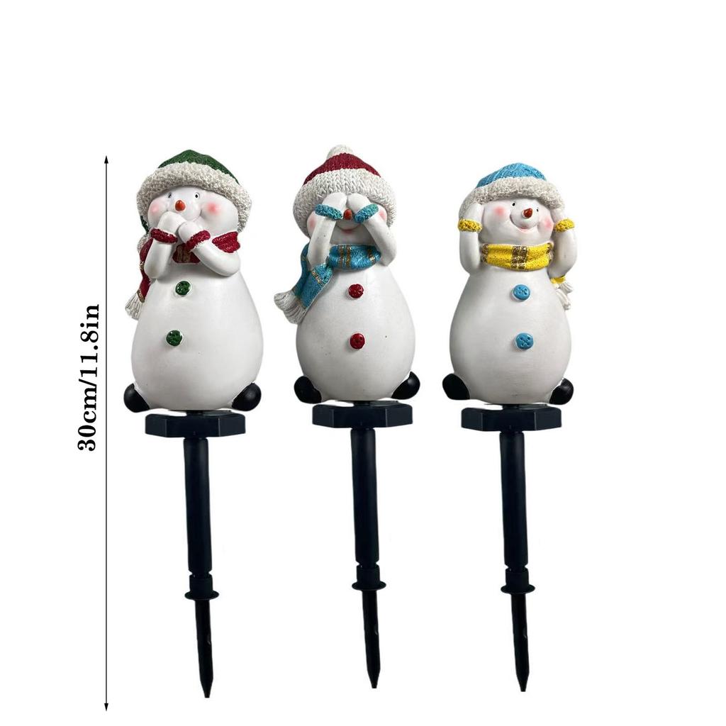 3Pack Solar Stake Lamp Christmas Snowman Lawn Lamp Courtyard Lamp Waterproof Holiday Decoration Atmosphere Landscape Lamp