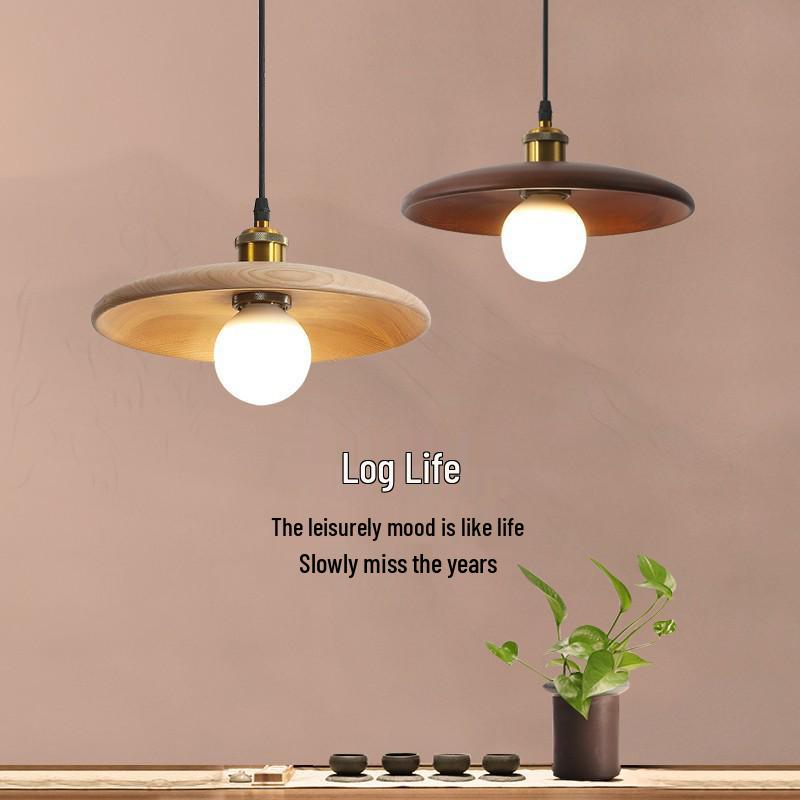 Nordic Retro Solid Wood Chandelier: Homestay, Bedroom, Bedside, Teahouse, Study, Bar Light