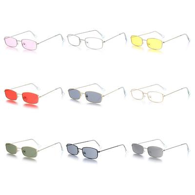 Kovový rám Obdĺžnikové slnečné okuliare Candy Farby Malé Retro Tienidlá Pre Ženy Muži Móda Slnečné okuliare UV400 Steampunk Eyewear