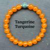 TK Healing Crystal Elastic Bracelet - Orange & Turquoise Stones for Prosperity & Good Luck, 8mm