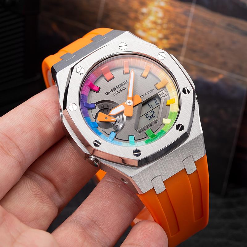 

CASIO Customized watch modified series Farm Oak GM-2100MF-5A modified-collision of fancy youth and vitality Quartz Silicon GM-2100MF-5A бежевий