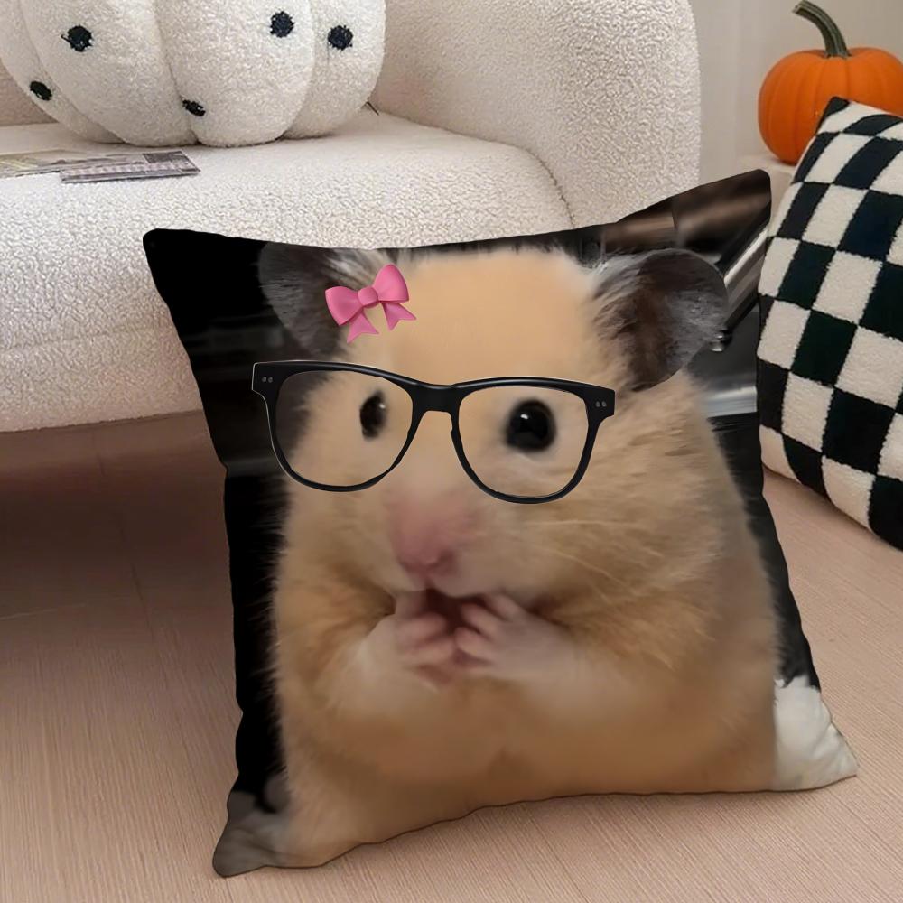 Hilarious Funny Hamster Meme Cute Art Cushion Cover Throw Pillow Cover Hidden Button Durable Polyester Chair Cushion