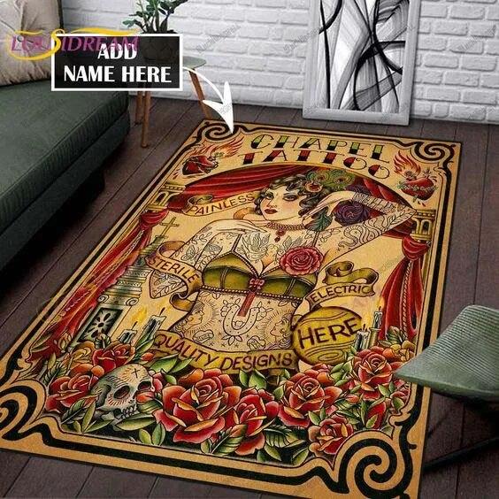 

Спеціальний 3D-друкований килимок із персоналізованою студією татуювання. Дизайнерські килими для вітальні, спальні. Домашній декор. Килимок із татуюванням черепа. 40cm x 60cm