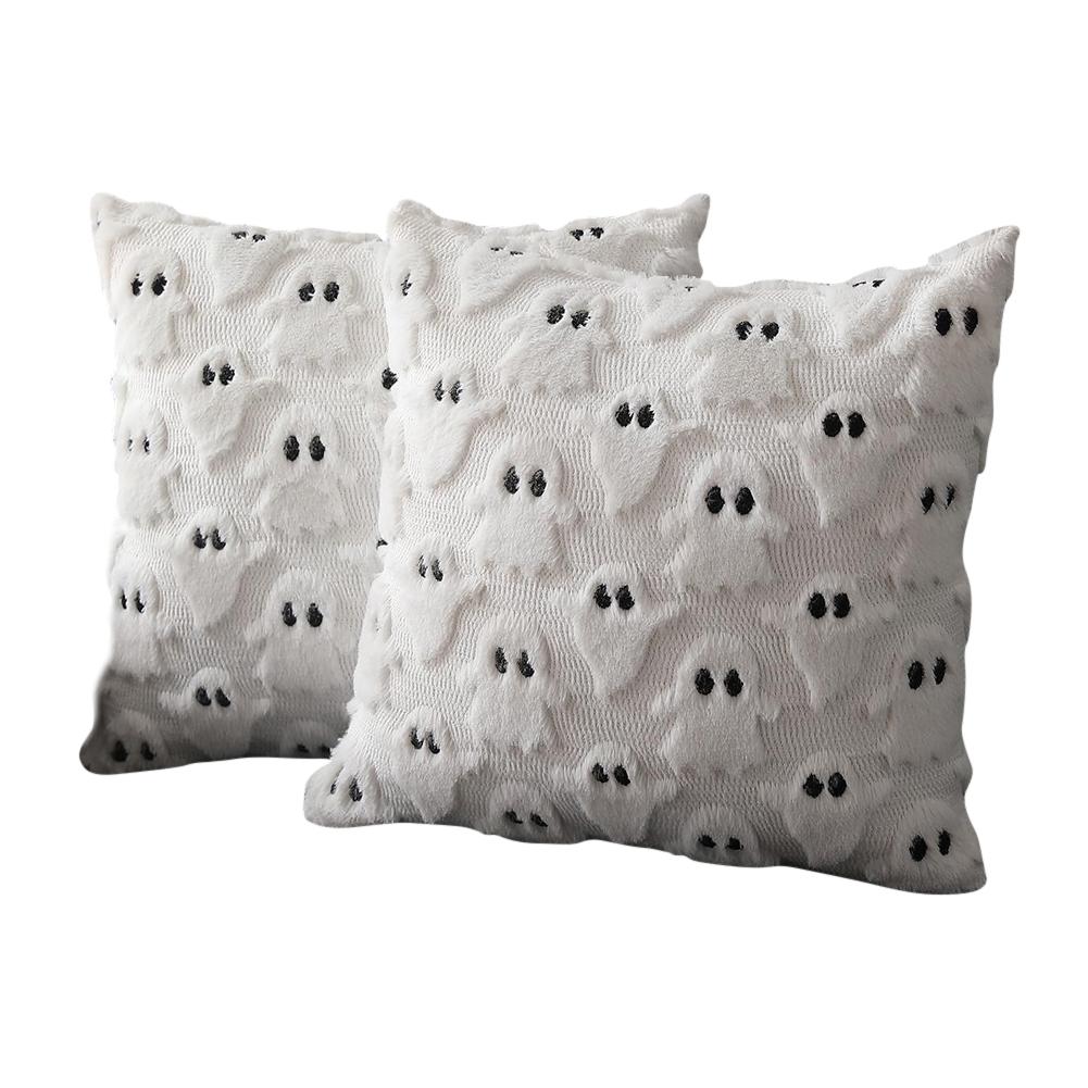 

2Pcs Halloween Throw Pillow Cases Wear Resist Faux Fleece Cushion Cover Decorative Cushion Cover for Living Room Bedroom Sofa