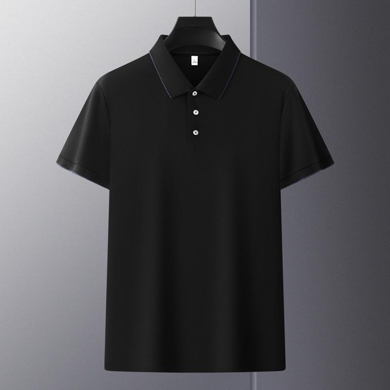 Premium Men s Polo Shirt, Liquid Ammonia Finish, Double-sided Pique, Turn-down Collar, Short Sleeve, Business Casual Team Uniform XXL