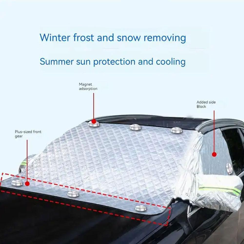 Car Snow Cover Extra Large Windshield Side Window Protector Covers For Snow Ice Sun Shade Dust Frost Freezing Sedan Use J7H4