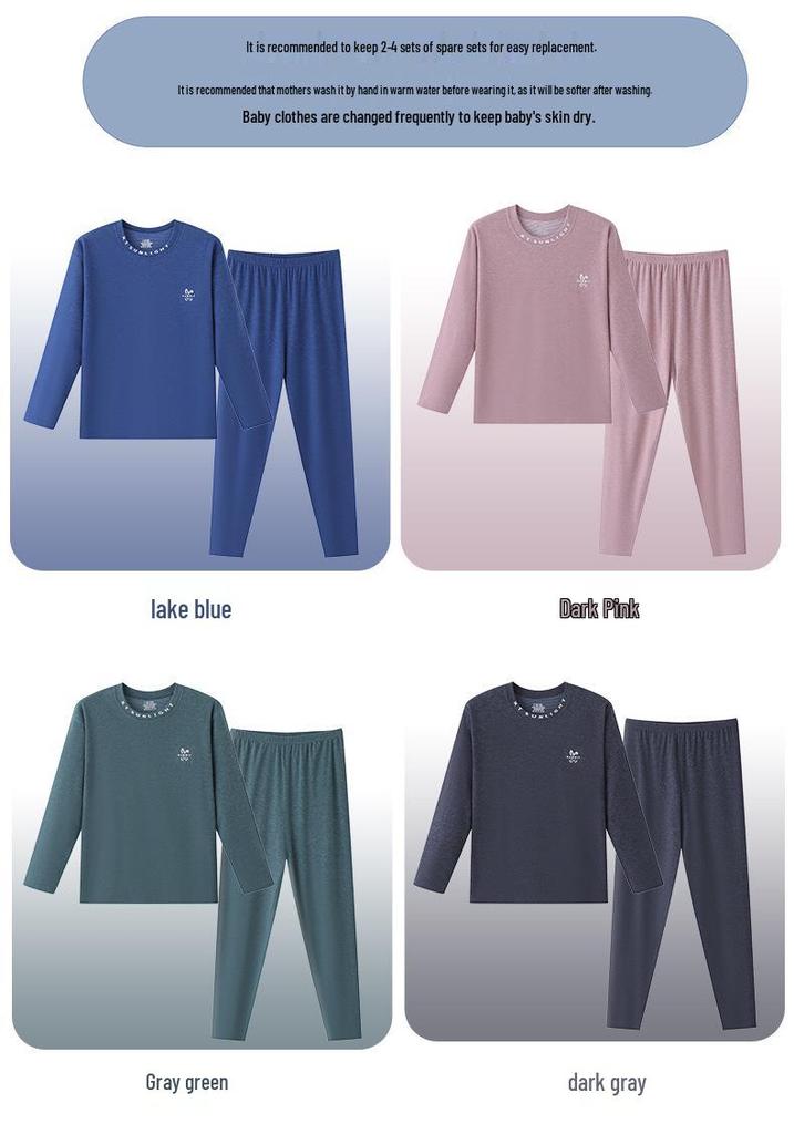 Cozy Fleece Plus-Size Kids' Thermal Set: Autumn Top & Trousers for Boys & Girls