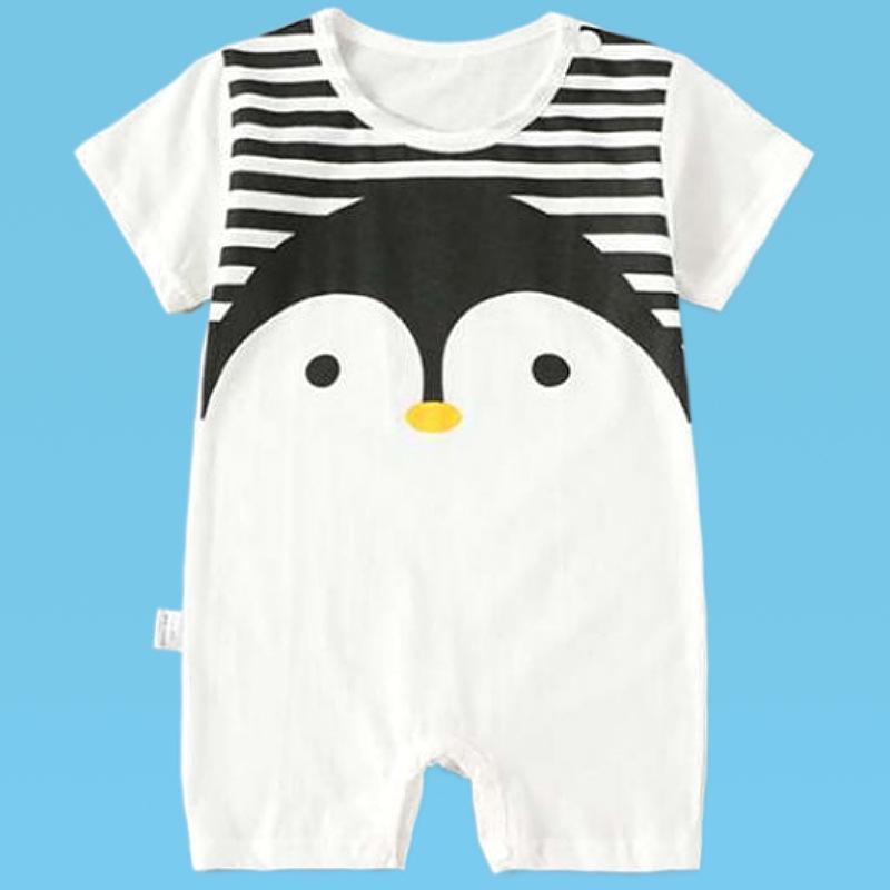 Baby Short-Sleeve Hooded Romper for Summer Outdoors