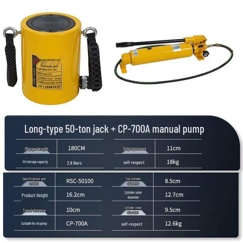 Split Ultra-Thin Hydraulic Cylinder: 5T, 10T, 20T, 30T, 50T, 100T - Extended and Short Types