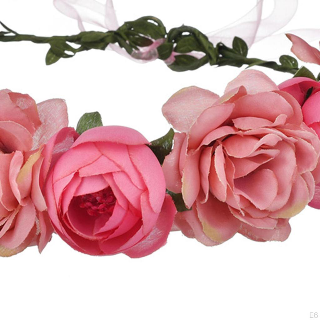 Flower Crown Garland Headpiece Hair Floral Wreath Adjusatble Headbands for Bridal