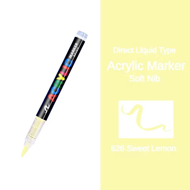 GUANGNA 16 Colors Direct-liquid Acrylic Marker Pen Waterproof Pen Soft Brush Nib for Glass Stone Metal Art Supplies Stationery