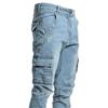 Jeans Uomo Pantaloni Uomo Lavaggio Vecchio Monocolore Multi Tasche Pantalone in Denim Vita Media Cargo Jean Maschile Slim Pantaloni Casual