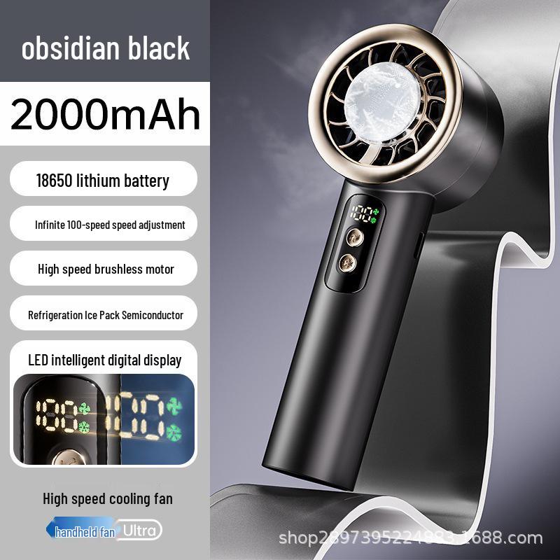 Mini Portable Rechargeable Turbine Fan with Semiconductor Cooling, Ice Pack, Handheld Fan for Desktop