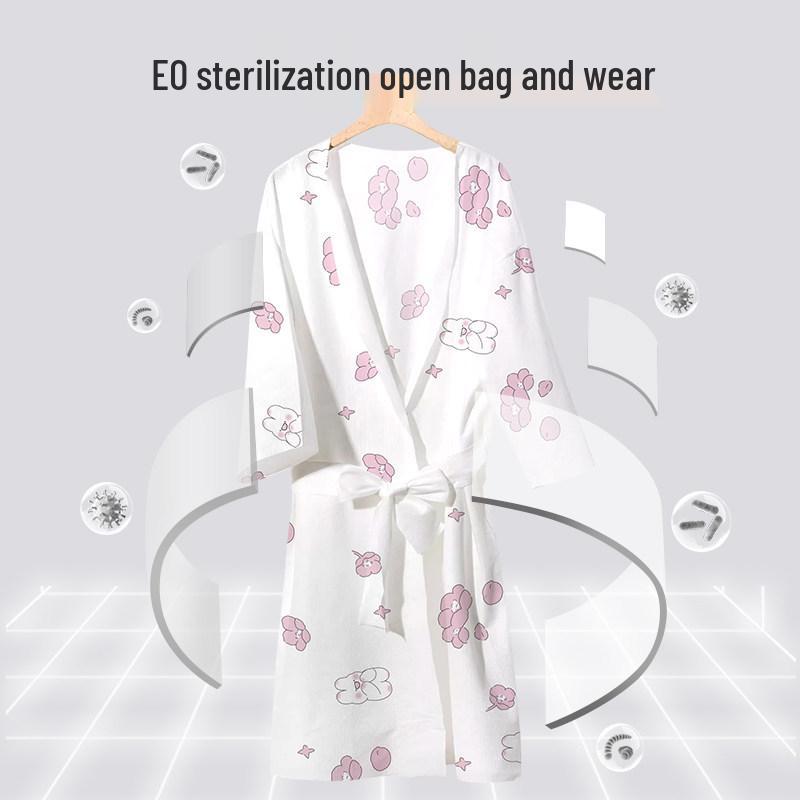 Individually Packaged Disposable Thickened Bathrobe for Travel & Hotel Use - Women's Pajamas Robe