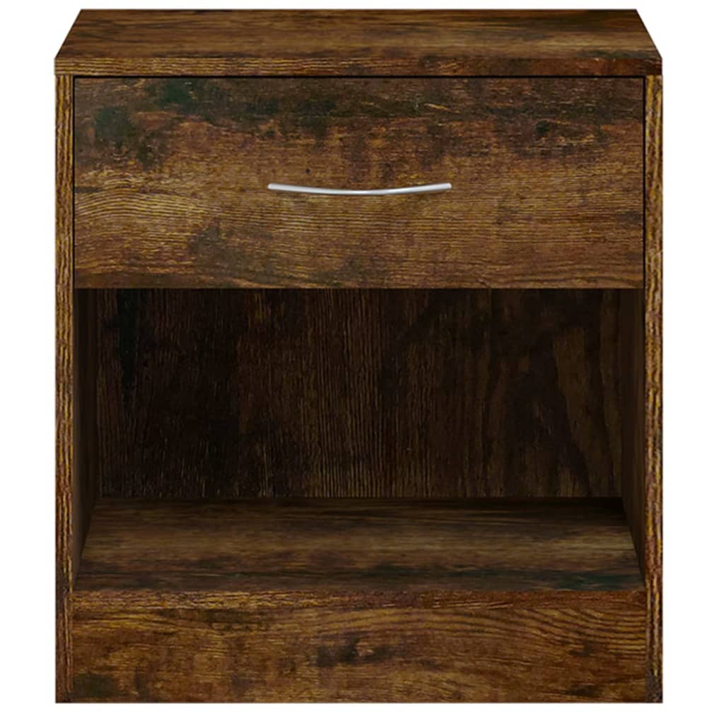 Nightstands 2 Pcs with Drawer Smoked Oak Finish