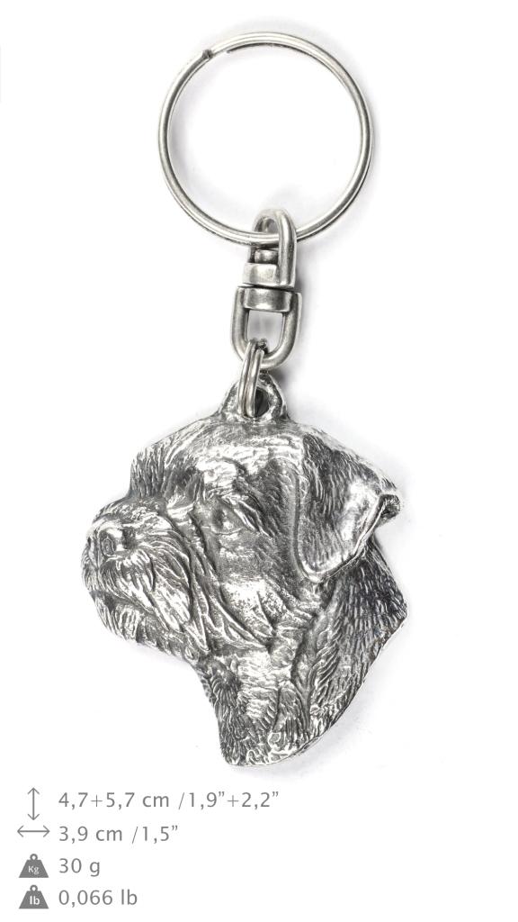 Border Terrier - Silver-plated pendant with a dog in a decorative box, handbag decoration, backpack pendant by Art-Dog brand