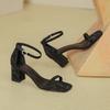 Summer sexy fairy wind bag heel open-toed square head word with high heels sandals women 2025 new high heels thick heel