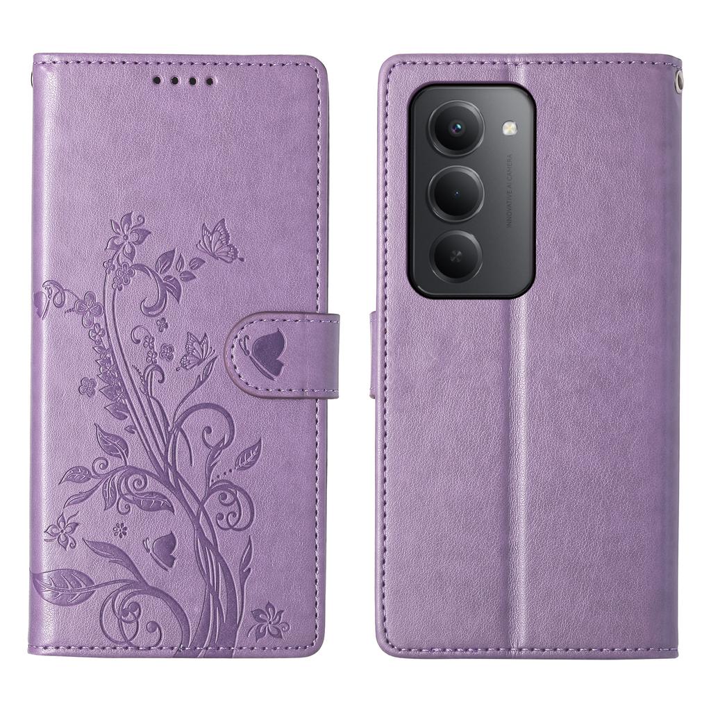 Für Xiaomi Redmi 15 5G (Global) (169mm) Brieftasche Hülle Schmetterling Floral Prägung PU Leder Handyhülle mit Handschlaufe
