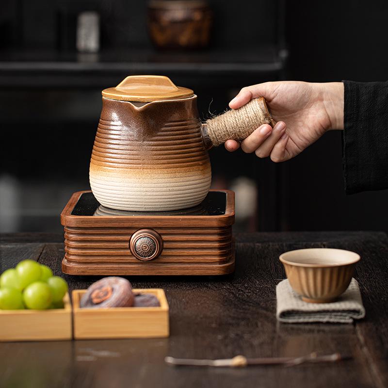 Stove-Side Tea Pot Set: Outdoor Tea Brewer, Baking Milk Tea Pot, Charcoal Grill Stove, Open Flame Clay Pot