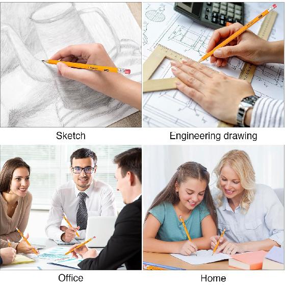 V-Opitos Wood-Cased #2 HB Pencils, 50 Pack Bulk Pre-Sharpened Yellow Pencils with Top Erasers, School Classroom Teacher Supplies, Writing, Drawing