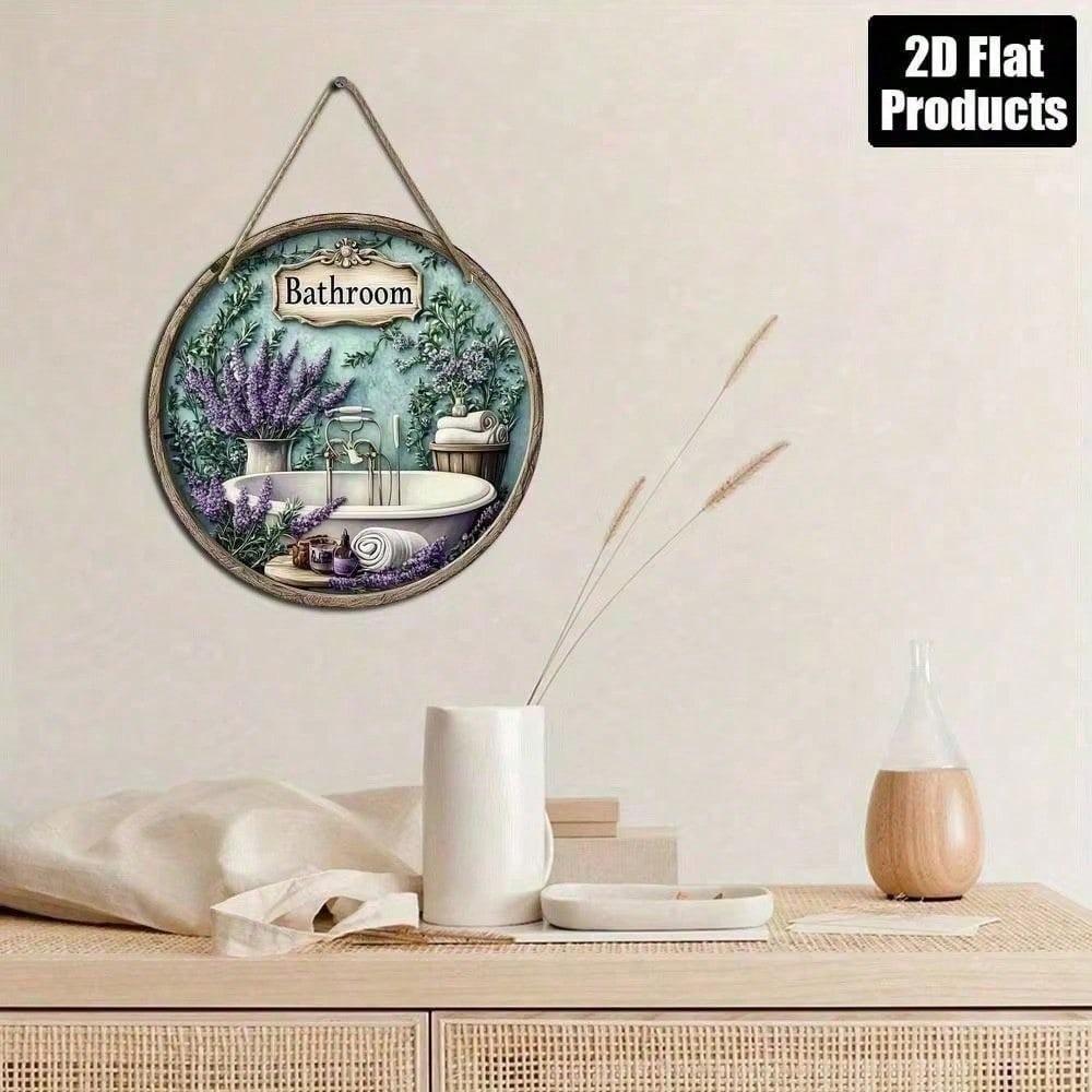 Vintage Rustic Metal Round Wall Sign Retro Plaque for Bathroom Office Cafe Decor