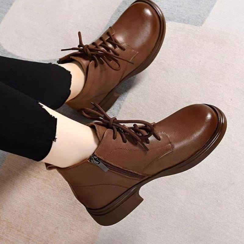 Women's shoes retro Martin boots women's autumn and winter new velvet warm side zipper casual short boots