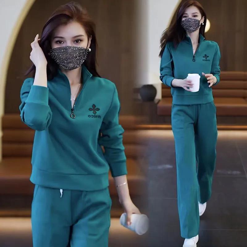 Casual Sportswear Suit for Women, Autumn and Winter Fashionable Large Size Loose Slimming Two-piece Set