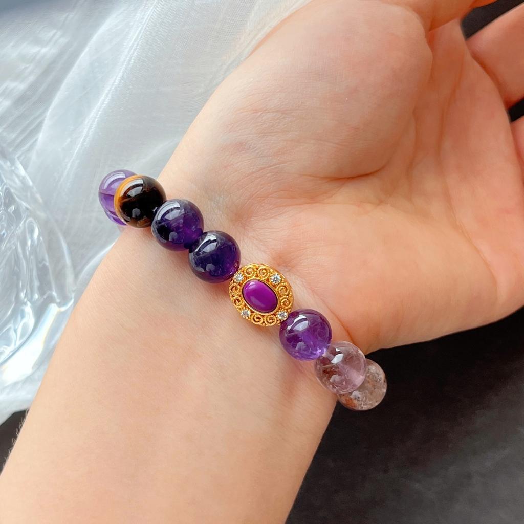 Natural Amethyst Tiger'S Eye Stone Purple Ghost Bracelet Bracelet.