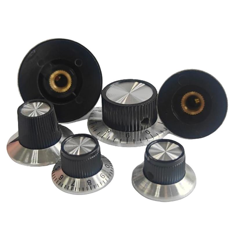 1 pièce Bouton d'effet pour pédale à tige 6 mm Accessoires DIY Dessus chromé Bouton d'amplificateur de guitare vintage Bouton avec indication flèche
