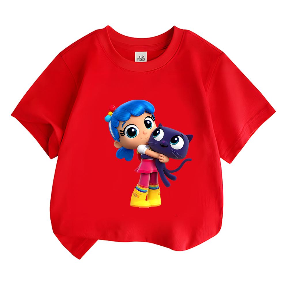 

True and The Rainbow Kingdom Cartoon Print Kids Tshirt Casual Kawaii Boys Girls Tee-shirt Funny Graphic Cotton Short Sleeve Tees 150 червоний
