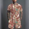 Men Full Black White Paisley Bandana Print Short Sleeve Tee And Matching Shorts Two Piece Outfit